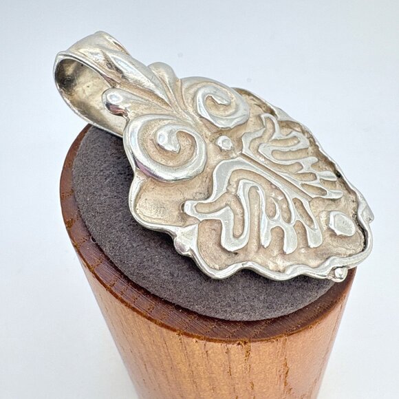 VTG Solid Sterling Silver 925 Abstract Scroll Design Pendant Size 2" Length - Picture 3 of 10